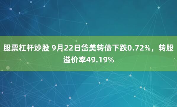 股票杠杆炒股 9月22日岱美转债下跌0.72%，转股溢价率49.19%